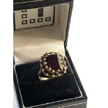 18ct gold garnet ring 10.2g size approx o