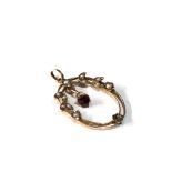Antique 9ct gold garnet and seed pearl pendant