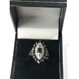 9ct gold sapphire marquis ring weight 3.8g