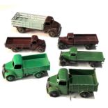 Selection of vintage Dinky lorries played worn condition