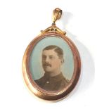 Large Antique 9ct gold picture pendant measures approx 6.2cm by 3.5cm widest points weight 10.7g