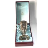Vintage boxed Garrard & co limited edition silver Chalice engraved and hallmarked reproduction of