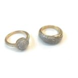 2 9ct gold diamond rings approx 9g