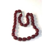 Antique cherry amber / bakelite bead necklace 38 g good internal swirls