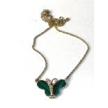 9ct gold malachite butterfly pendant and chain