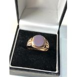 Antique 9ct gold hard stone set ring weight 4.9
