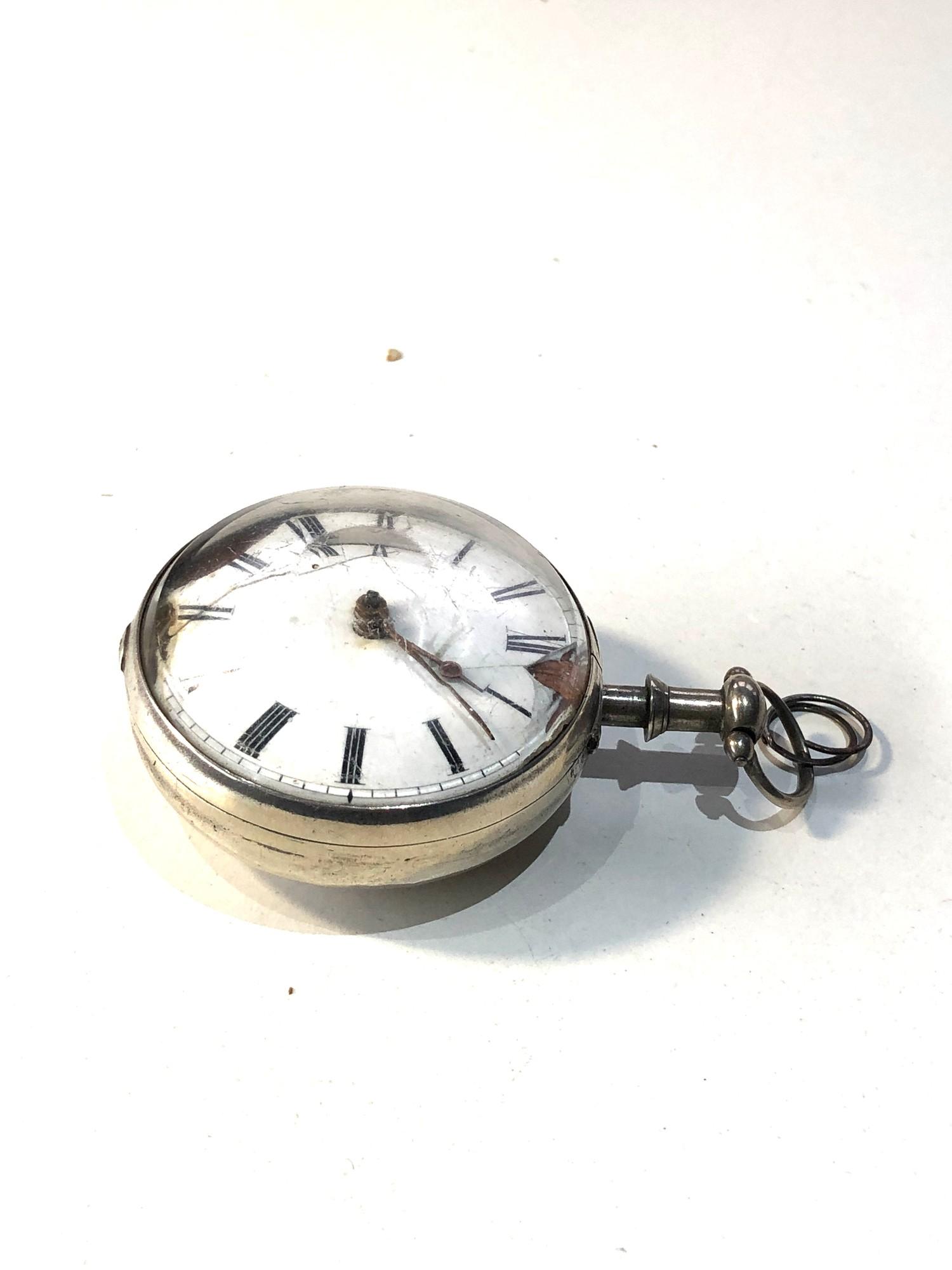 Antique silver cased verge fusee pocket watch parts spares or repair - Image 2 of 5