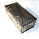Large Antique silver cigarette box measures approx 20cm by 10cm height 6.5cm total weight 430g