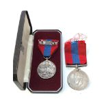 Boxed imperial service medal to edgar goronwy thomas and ww2 medal