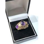 vintage 9ct gold amethyst set ring weight 8g