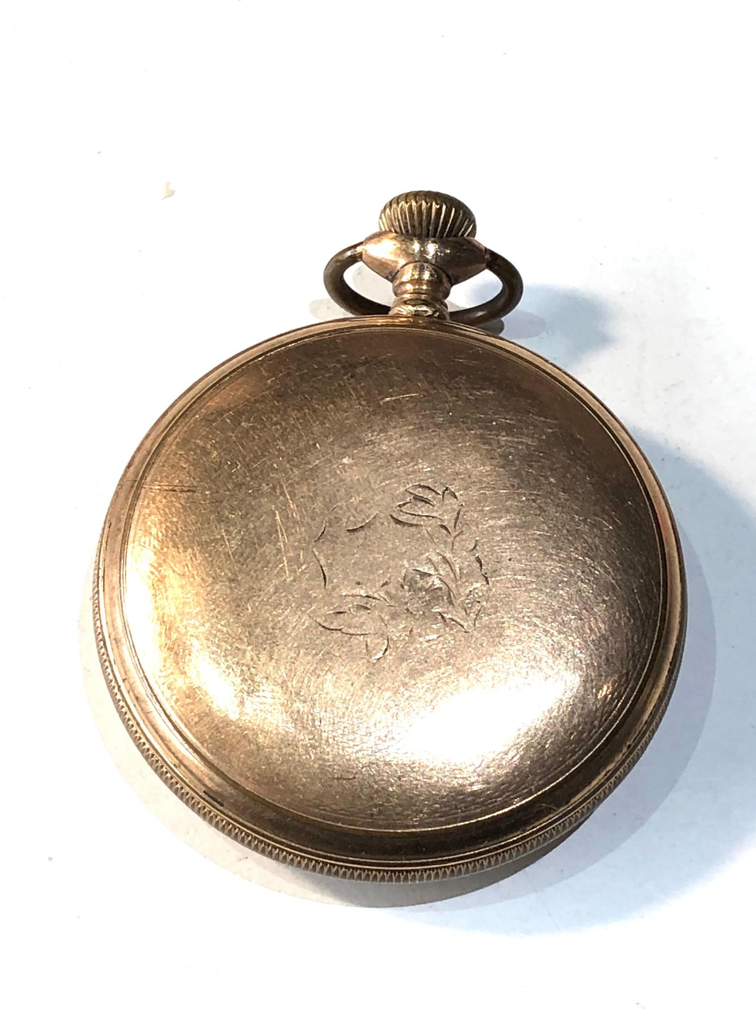 Antique gold plated cased waltham pocket watch balance will spin fully wound but sold as parts - Image 2 of 4