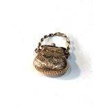 Antique 9ct gold opening bag charm