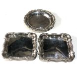 3 small continental silver dishes weight 200g