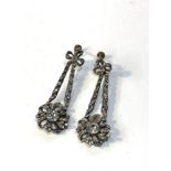 Vintage long silver drop and stone set earring with gold screw on fittings each earring has a drop