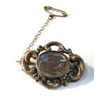 9ct gold mourning brooch measures approx 3.3cm by 2.5cm