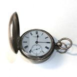 Antique silver full hunter cased Rotherhams London fusee pocket watch balance will spin does tick