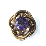 Victorian 9ct gold gem set brooch measures approx 35mm dia weight 8.8g