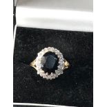 9ct gold diamond and sapphire ring weight 3.6g