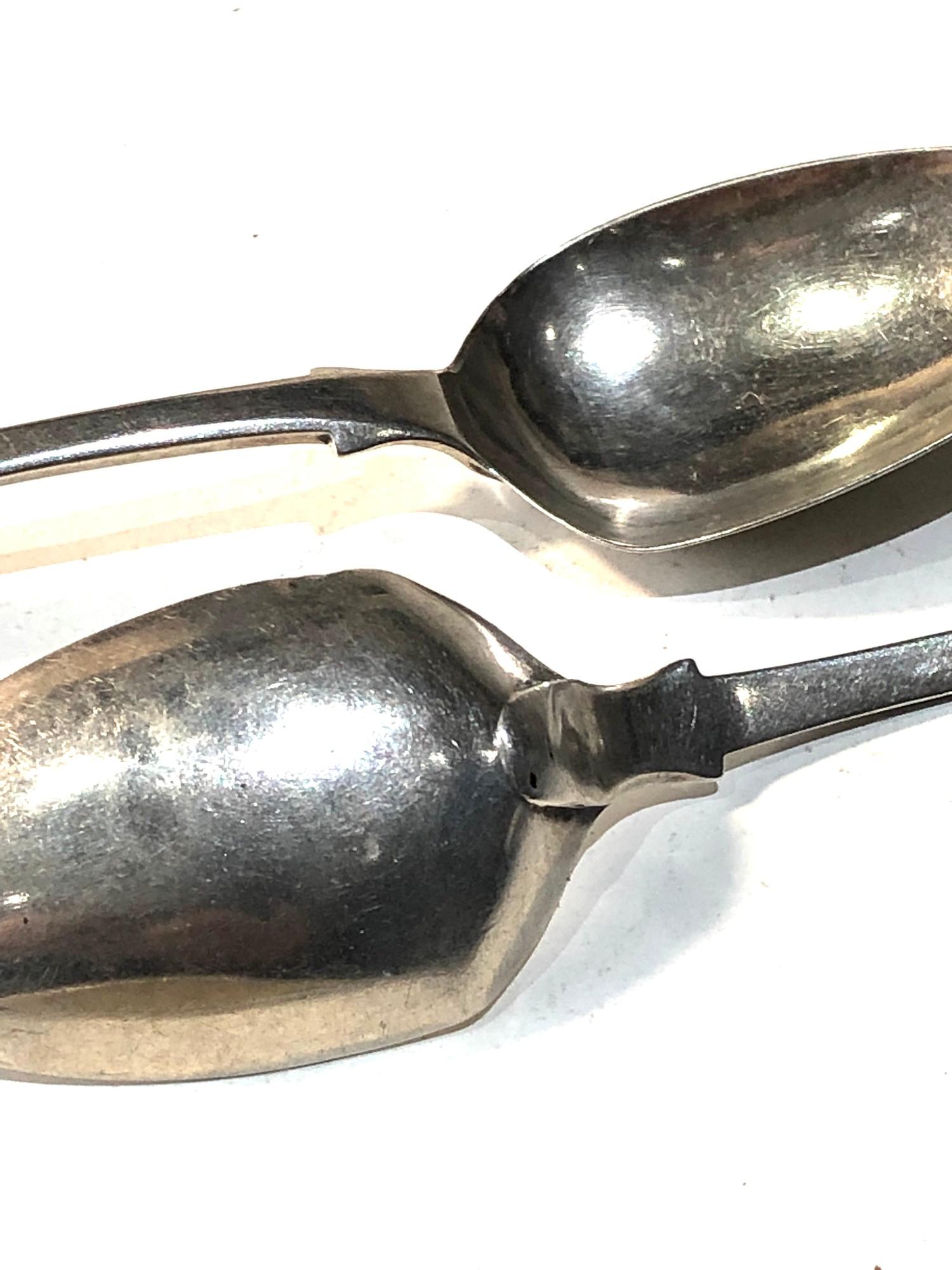 Set of 6 Georgian Scottish silver tea spoons age related marks creases etc weight 90g - Image 4 of 4