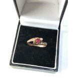 Antique 9ct gold seed-pearl and ruby ring missing small seed-pearl as shown