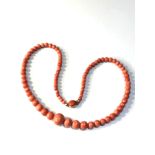 Antique 14ct gold coral clasp coral bead necklace largest coral bead measures approx 16mm by 15mm