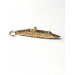 Vintage 9ct gold ship charm weight 8.4g