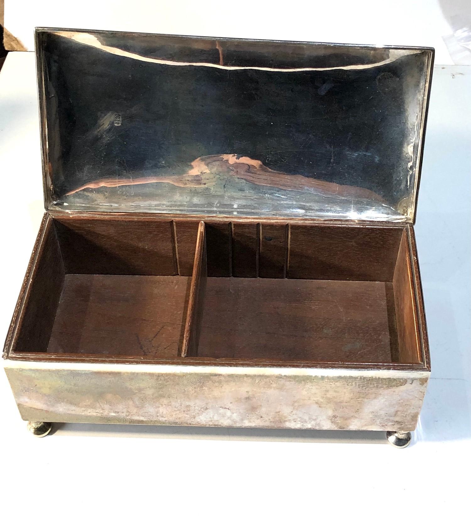 Large Antique silver cigarette box measures approx 20cm by 10cm height 6.5cm total weight 430g - Image 3 of 4