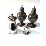 Selection of silver items includes 2 silver peppers and salts