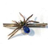 9ct gold gem set spider brooch weight solder mark on bar