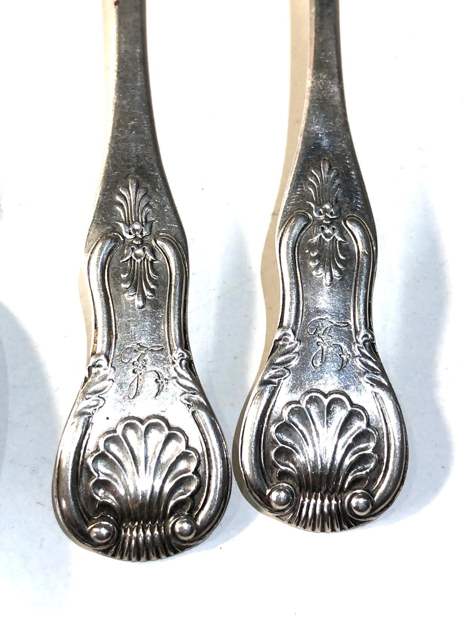 Set of 6 Georgian Scottish silver tea spoons age related marks creases etc weight 90g - Image 2 of 4