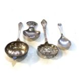 Selection of antique silver spoons includes caddy spoons shifter spoons etc