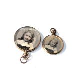 2 antique 9ct gold picture lockets