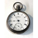 Antique silver cased Am watch Co waltham pocket watch balance will spin does not tick keeps