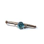 Antique gold diamond and gem stone brooch measures approx 4.4cm centre gem measures approx 11mm