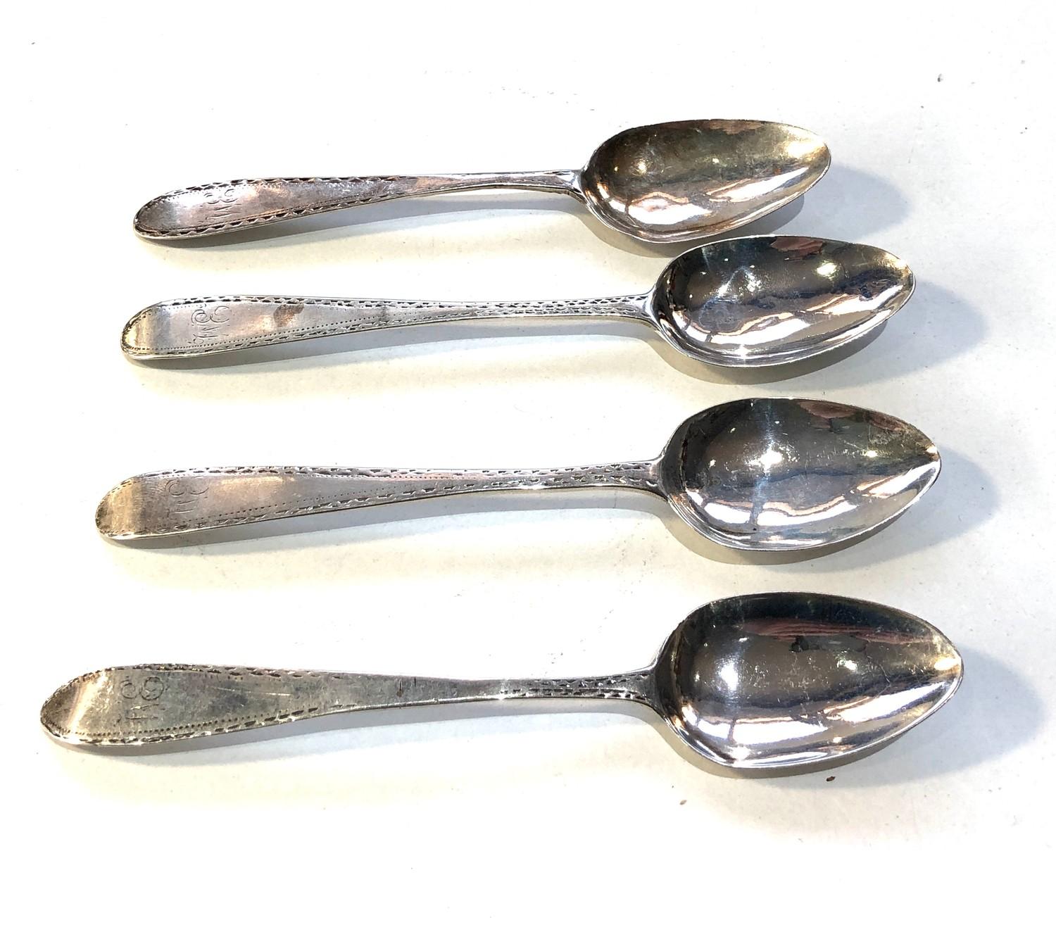 4 Antique Georgian irish silver tea spoons worn condition weight 47g