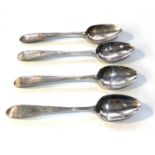 4 Antique Georgian irish silver tea spoons worn condition weight 47g