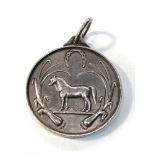 Hallmarked silver Welsh pony & cob society medal measure approx 4.6cm dia