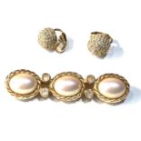 Vintage Christian Dior brooch and earrings both in good condition