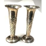 large pair of silver flower vases each measures approx 18cm tall