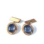 Vintage art deco 14ct gold and stone set cufflinks weight 9g