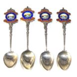 4 1928 antique silver and enamel ladies masonic spoons ladies evening trafford park lodge No 4486