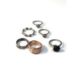 6 silver pandora rings