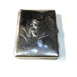 Antique silver cigarette case weight 115g embossed floral design London silver hallmarks