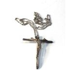large modernist silver crucifix and silver chain the crucifix measures approx 6.4cm by 5.8cm on a