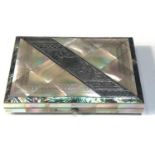 Antique mother of pearl & silver card case measures approx 10.6cm by 7.7cm and 1.7cm deep with