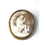 large antique cameo brooch measures approx 6.4cm by 5.5cm yellow metal frame