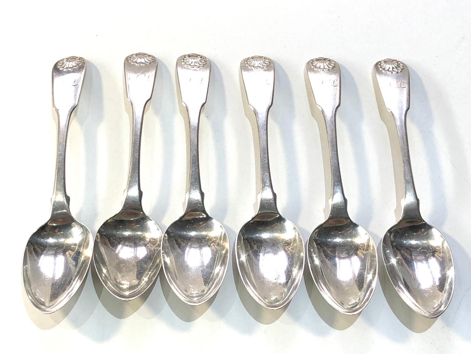 Set of 6 antique Scottish silver tea spoons