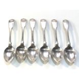 Set of 6 antique Scottish silver tea spoons