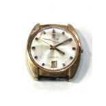 Vintage gents wristwatch Edox Hydromatic parts spares or repair cae measures approx 38mm by 34mm