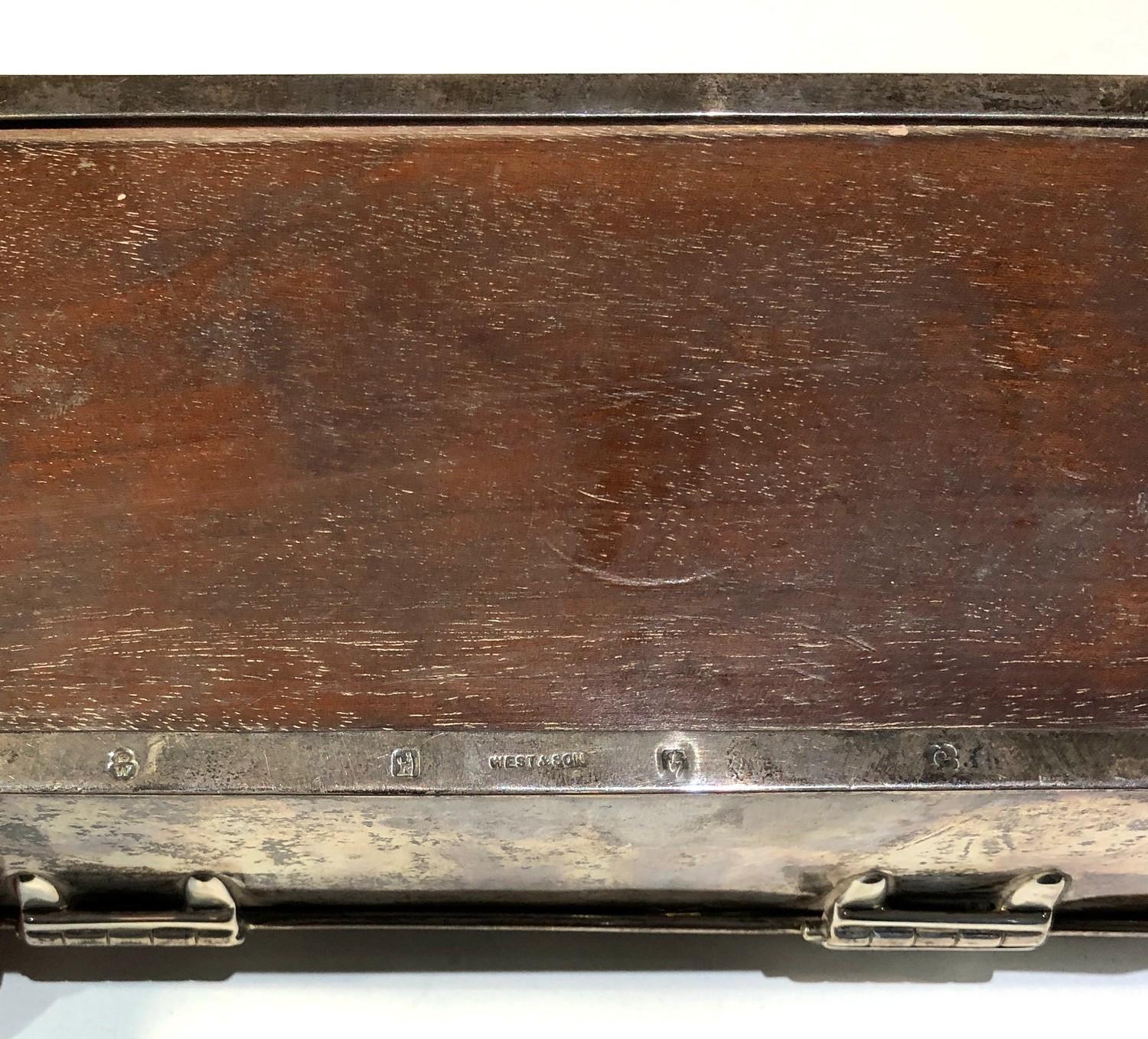 Large Antique silver cigarette box measures approx 20cm by 10cm height 6.5cm total weight 430g - Image 4 of 4